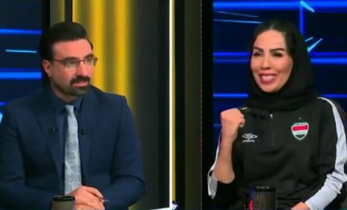 مشت شهناز یاری در تلویزیون پس از صعود تیم مردان عراق به فینال